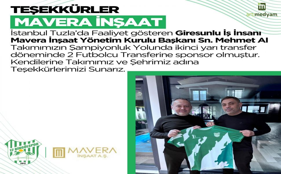 Bingölspor’a Giresunlu Sponsor