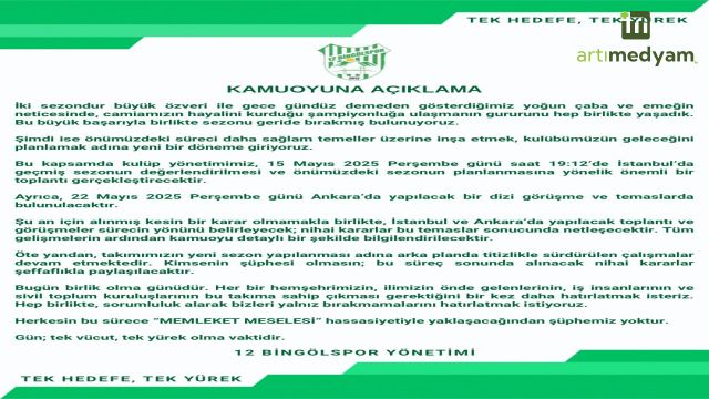 Bingölspor'da Karar Vakti; Tamam Mı Devam Mı?